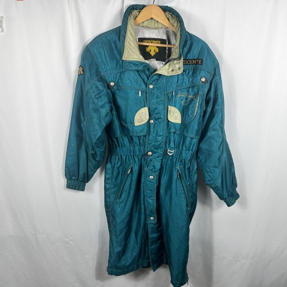 VTG Descente 1988 Olympic‎ Ski Coat John Hancock Teal Green Men's XS